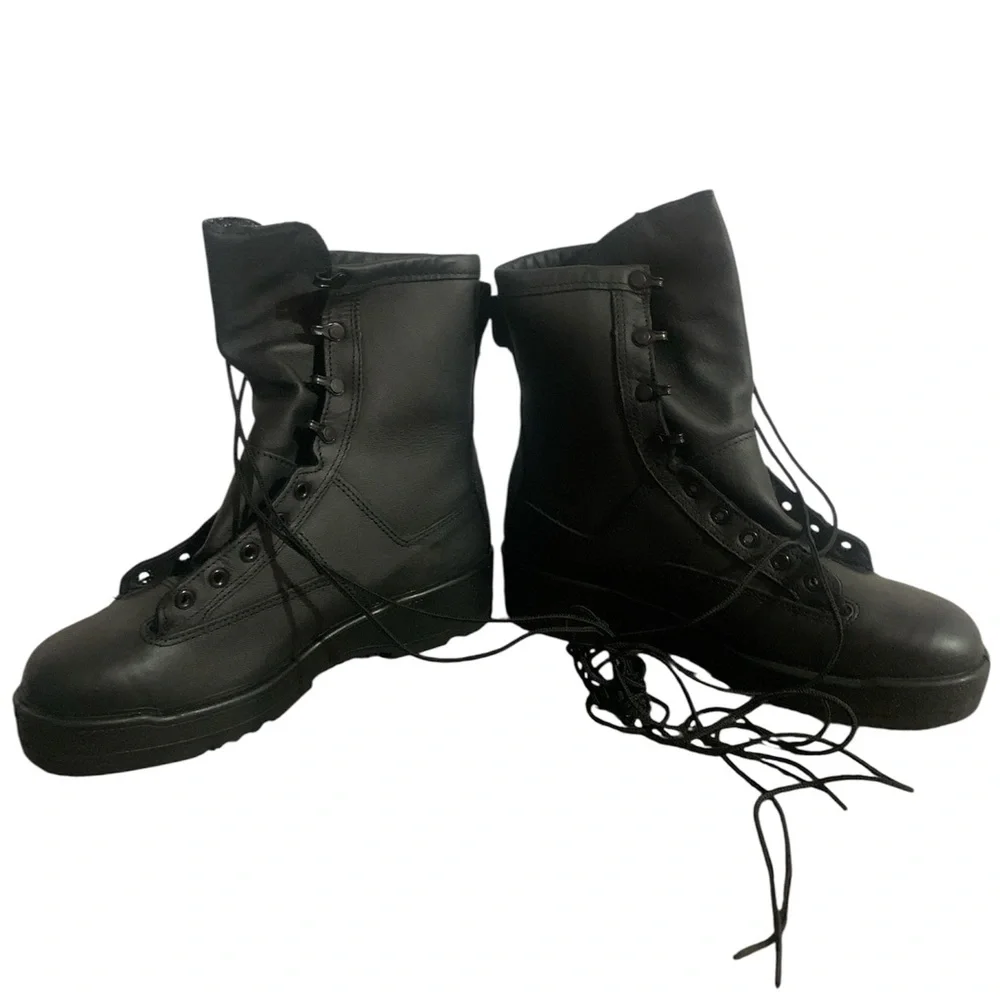 Rocky Military Black Leather Combat Boots Men 8.5W